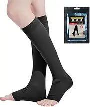 InemzTal Compression Stockings for Men and Women, 20-30 mmHg, Knee Stockings, Open Toe Graduated Support Stockings for Cycling, Running, Varicose Veins, Edema, Flight