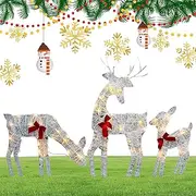 Light Up Reindeer Outdoor Christmas,Holiday Outdoor Iron Moose with Bell Bow | Outdoor Deer Yard Lights Decor, Christmas Deer Decor for Festive Lawn Display