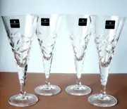 Royal Doulton CENTRAL PARK 4 PC. Crystal Wine Glass Set 8"H Leaf Cuts New Boxed