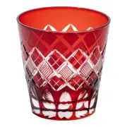 Edo Kiriko Red Old-Fashioned Glass TB90425R Japan Made Gift Boxed New