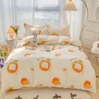 Cute White Bears Blue Orange 120gsm Polyester Bedding Sets