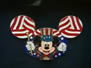 LE 750 JUMBO Disney Pin✿Mickey Mouse Ear Hat Uncle Sam Patriotic USA Americana