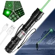 LETEAPII Green Light Flashlight, Long Range Dot Beam Pen, Tactical Flashlights with Star Cap, Adjustable Focus, Rechargeable for Outdoor, Tv/Led/Lcd Screens, Astronomy, AC