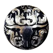 80HS Set Of 32 Western Screw Back Concho Long Horn Black Saddle Bling Cowgirl
