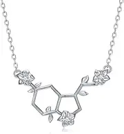 SCZKLAQ Happiness Serotonin Molecule Necklace for Women 925 Sterling Silver Serotonin Necklaces Happiness Molecule Necklace Chemical Molecule Jewelry for Women Teacher Professor Chemistry Grad