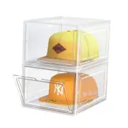 Hat Organizer Box, Stackable Clear Baseball Caps Holder Box Containers with