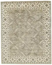 Verlaine Botticino Floral Diamond Persian Wool Accent Rug