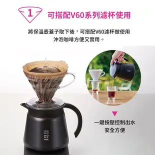 【HARIO】V60 VHS系列雙層真空不鏽鋼咖啡保溫壺02 550ml (2-4杯)分享壺 咖啡下壺 閃物咖啡