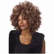 Fine Foxy Fro Afro 1970s 1980s Disco Hippie Blonde Browns Women Costume Wig