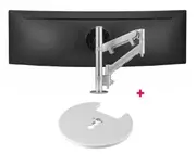 Atdec AWMS-HX40 597mm Dynamic Arm + 400mm Post / 6-14kg (13lb-31lb) Flat Screen, 6-12kg (13lb-26.5lb) Curved Screen + Grommet Clamp DeskFixing, Silver