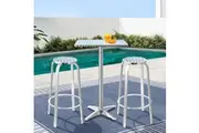 Gardeon 3-Piece Outdoor Bar Set Bistro Table Stools Adjustable Square Cafe