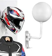 Motorcycle Helmet Rack with 2 Hooks, 180° Rotation Aluminum Alloy Helmet Holder Wall Mount, Helmet Display Rack for Motorcycle Bike Coats, Caps, Baseballs, Rugby Helmet, White