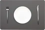 Wipeable Placemats Leather Table Mats Waterproof Heat-Resistant Easy to Clean for Dining Table Set Kitchen Table (6, Grey)