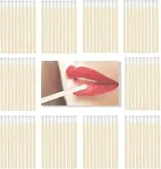 Disposable Lip Wands with Bamboo Handle, 100-Piece Makeup Applicator Set, Lipstick and Concealer Brush Kit