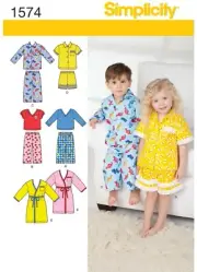 SIMPLICITY SEWING PATTERN 1574 CHILDRENS ½-4 PYJAMAS PANTS SHIRT SHORTS TOP ROBE