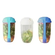 3Pcs Salad Meal Shaker Cup with Fork and Salad Dressing Holder T6W52201