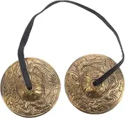 JEWEDECO 1 Pair Brass Bell Cymbal Monkey Dinner Bell Outdoor Decorative Bells Bear Bell Bells for Pooja Mandir Drum Cymbals Call Bell Small Bells Beautiful Hand Instrument Finger Cymbals