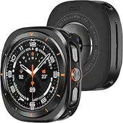 Amizee Rugged Case Compatible with Samsung Galaxy Watch Ultra 47mm with Back Cover, Metal Bumper Ultra Thin Shockproof Protective Cover for Galaxy Watch 7 Ultra 47mm (2024), Black/Orange