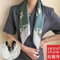 在飛比找momo購物網優惠-【Seoul Show 首爾秀】D字印花100%桑蠶絲頭領巾