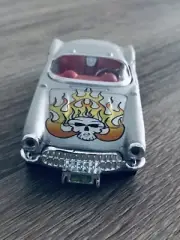 1957 CHEVROLET CHEVY CORVETTE ROADSTER SKULL & FLAMES PAINTED 1/43 NEW-RAY MODEL