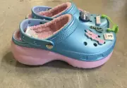Crocs Women's Mean Girls Classic Platform Clogs Shoes - Blue & Pink - Size 8