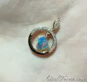 Red Colour Solid Australian Black Opal 18K Gold Pendant Bright Gem Opal Forest