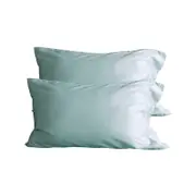 CottonMore 2pcs of 100% Cotton 650tc Sateen Pillowcases Silver Sage 48x73cm