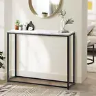 Console Table Hallway Table with Metal Frame Black and White