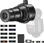 Godox AK-R21 Flash Projector Flash Projection Attachment Kit with 65 mm Focalize Conical Snoot Optical Condenser and AK-S Slide Set (10pcs) for GODOX AD100Pro V1 Flash, GODOX H200R Ring Flash Head