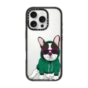 iPhone 16 Pro Impact Case Hipster Frenchie - Black and White