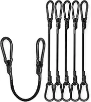 LuckyStraps 12'' Real Heavy Duty Carabiner Bungee Cord Outdoor with 190 Lbs Max Break Strength, Black Cords Upgraded Hooks for Luggage Rack, Cargo, Hand Carts, Bike, Camping, etc (4 Pack) (CBC-12)