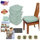 Comfortable Light Green Dining Chair Cushions Set of 6 - High Density Foam Pads