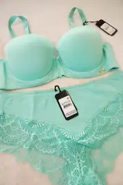 CITY CHIC Size 16D / 38D Bra & 14 - 16 Brief SET Cotton T-Shirt Underwear Mint