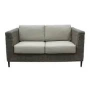 Lara 2 Seater Outdoor Sofa Rattan Wicker Lounge Light Grey