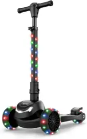 3-Wheel Light-Up Kick Scooter, Lights on Stem & Wheels, Height Adjustable Handle