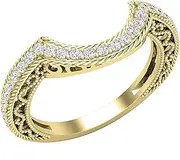 [Dazzlingrock Collection] 2.15 Carat (ctw) Round Cubic Zirconia Ladies Wedding Stackable Contour Guard Band, Available In 10K/14K/18K Gold