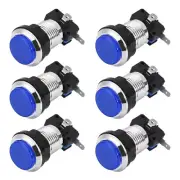 Game Push Button 33mm Round Push Button Switch with Micro Switch Blue 6pcs