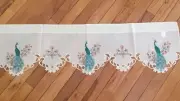 Embroidered Peacock Window Valance Peacock Feathers Spring Blooms Window Valance