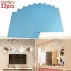 32Pcs Square Mirror Glass Tile Wall Stickers Decal Mosaic Home Decor 15 X 15cm