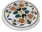 12" white Marble Coffee Console side Table Top Inlay Mosaic Hallway Decor room