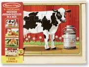 Melissa & Doug Wooden Jigsaw Puzzles in a Box Farm 4-in-1