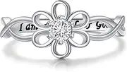 Yearace 925 Sterling Silver Engraved I am a Child of God Infinity Love of God Religious Cross Ring for Women Baptism Easter Jewelry, Size 5