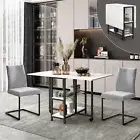 Folding Dining Table Extendable Room Outdoor Home Furniture with Shelves Wheels