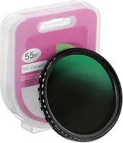 uxcell 55mm ND Filter, Variable ND Lens ND2-ND400 Adjustable Neutral Density Filter Slim Optical Glass with Cap for Camera Lens Video Vlog Portrait Photography, Black