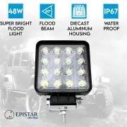 Elinz 48W LED Work Light Square 60 Degrees Flood Lamp Fog IP67 Offroad Tractor Jeep 12V 24V