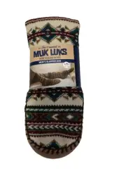 New! Men's Brown/Black MUK LUKS "SLIPPER SOCKS" Size L/XL 11-13 NWT