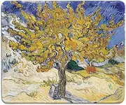 dealzEpic - Art Mousepad - Natural Rubber Mouse Pad with Famous Fine Art Painting of Mulberry Tree by Vincent Van Gogh - Stitched Edges - 9.5x7.9 inches