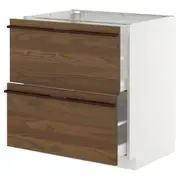 METOD / MAXIMERA base cb 2 fronts/2 high drawers, white/Stensta dark brown ash veneer, 80x60x80 cm