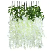 Artificial Silk Flower Garland Vine Wisteria Leaf - 12x White