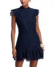 Aqua Mock Neck Lace Shift Dress - Exclusive